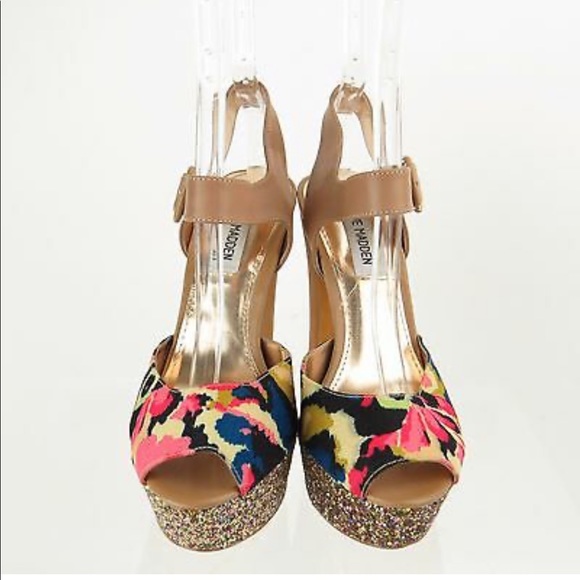Steve Madden Jillyy Floral Wooden Platform Samdal - Picture 14 of 16